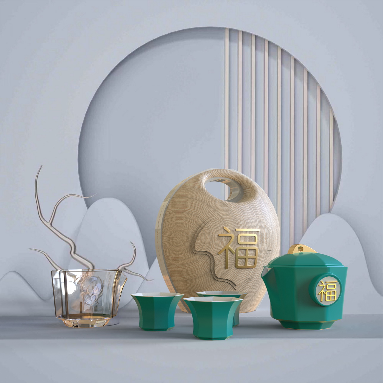 《福祥》陶瓷日用品旅行茶具 设计