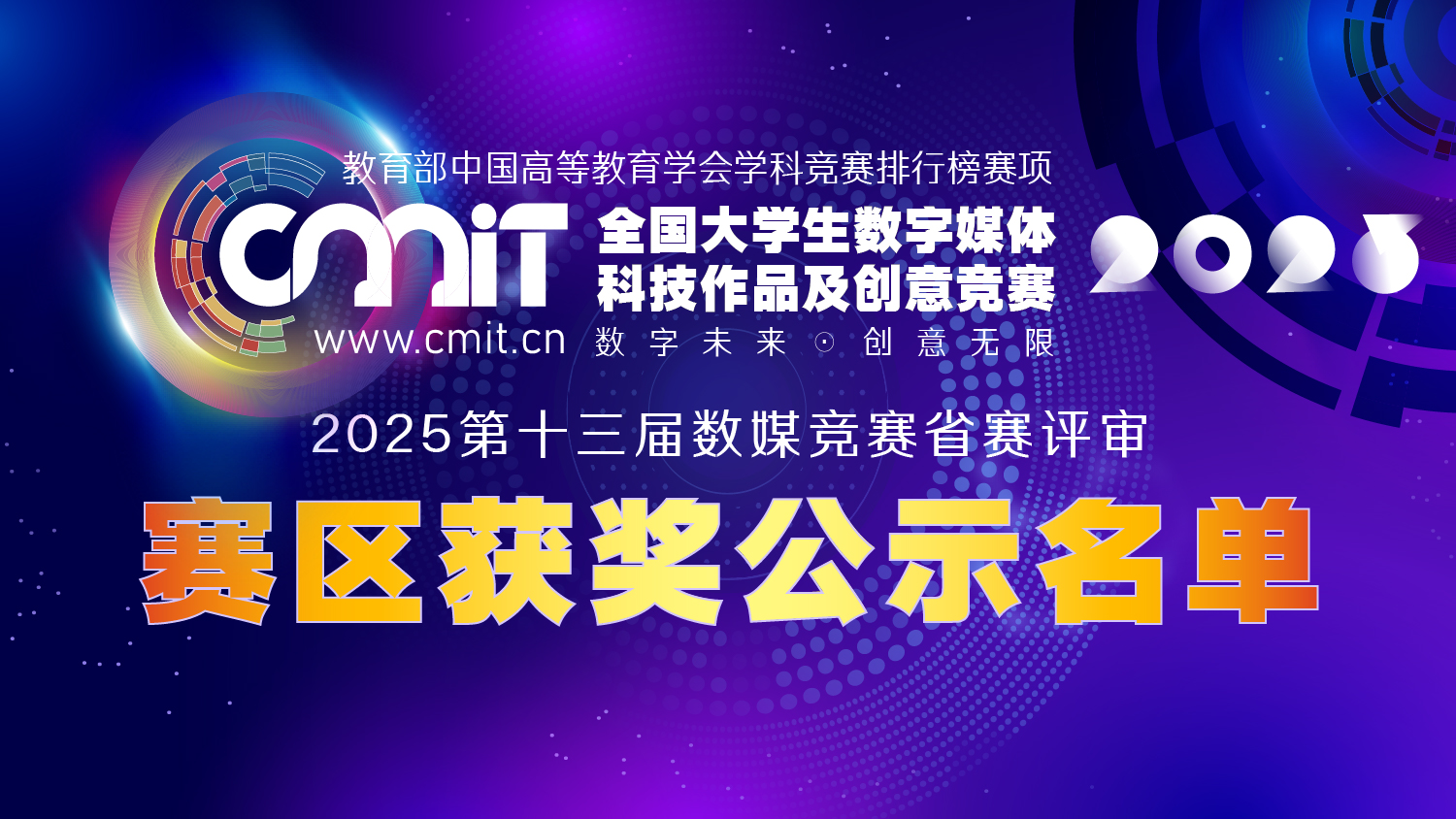 关于公示2025年第十三届全国大学生数字媒体科技作品及创意竞赛赛区获奖作品名单的公告