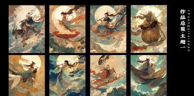仙渡云海——八仙过海系列插画